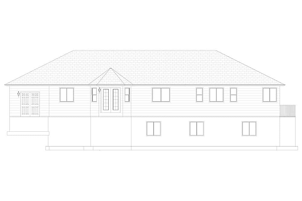 Home Plan Rear Elevation of this 3-Bedroom,1861 Sq Ft Plan -187-1151