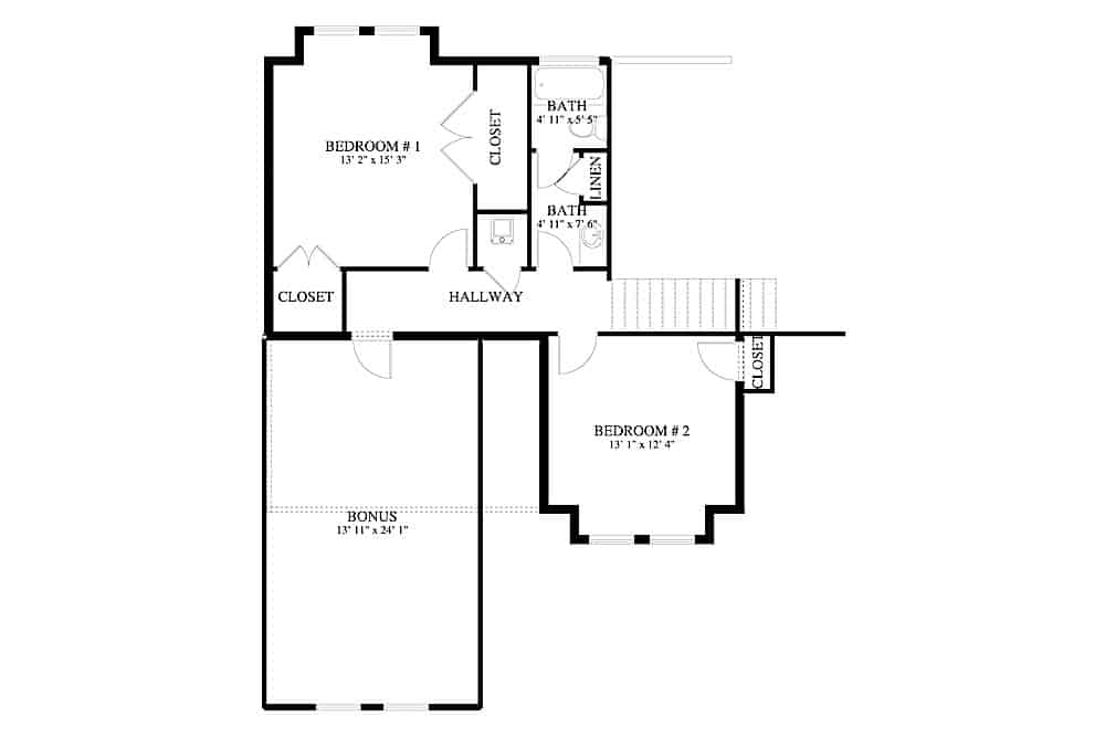 Floor Plan Upper Level of Contemporary Plan #187-1152