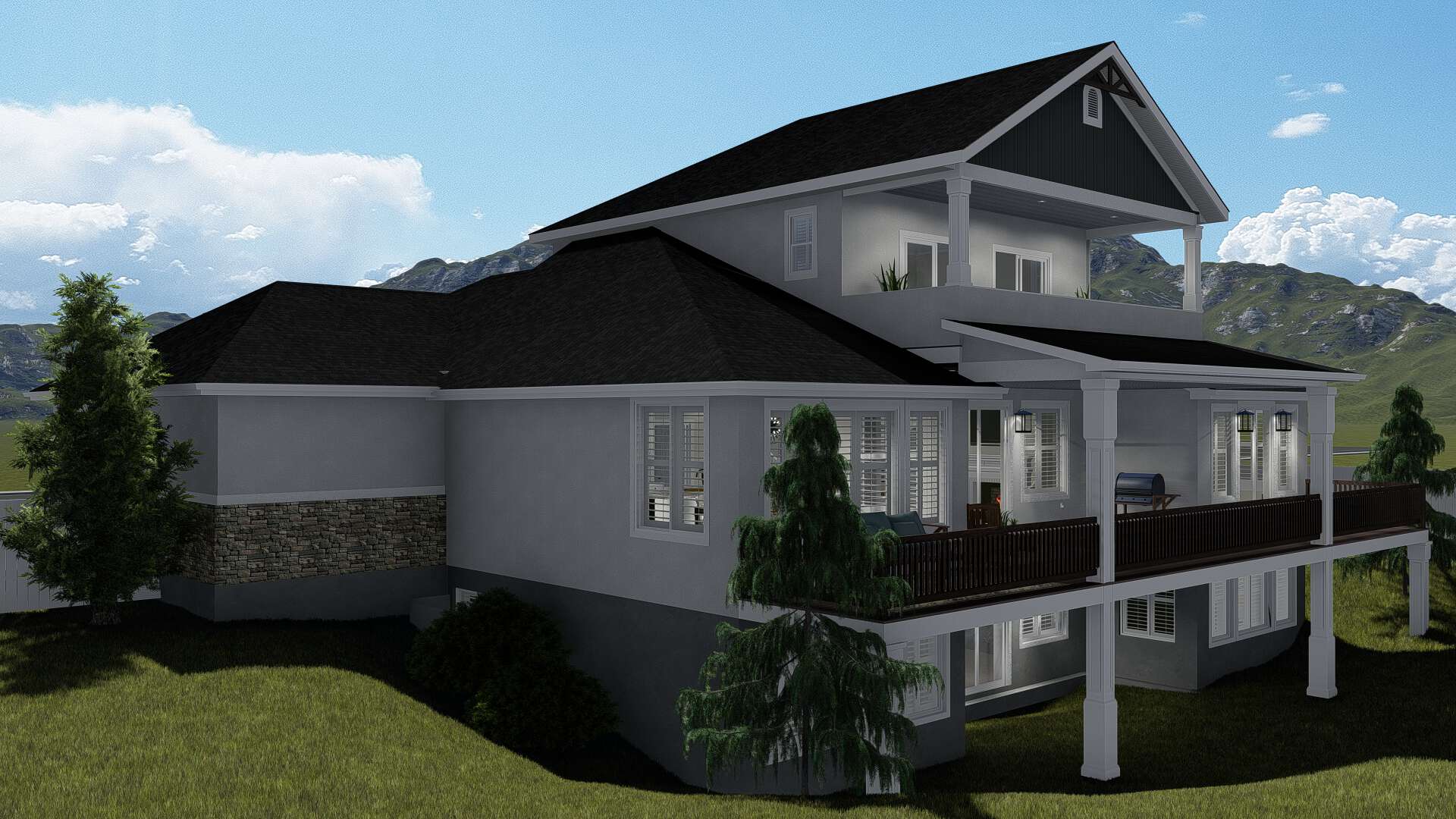 Side View of this 3-Bedroom, 2920 Sq Ft Plan - 187-1154
