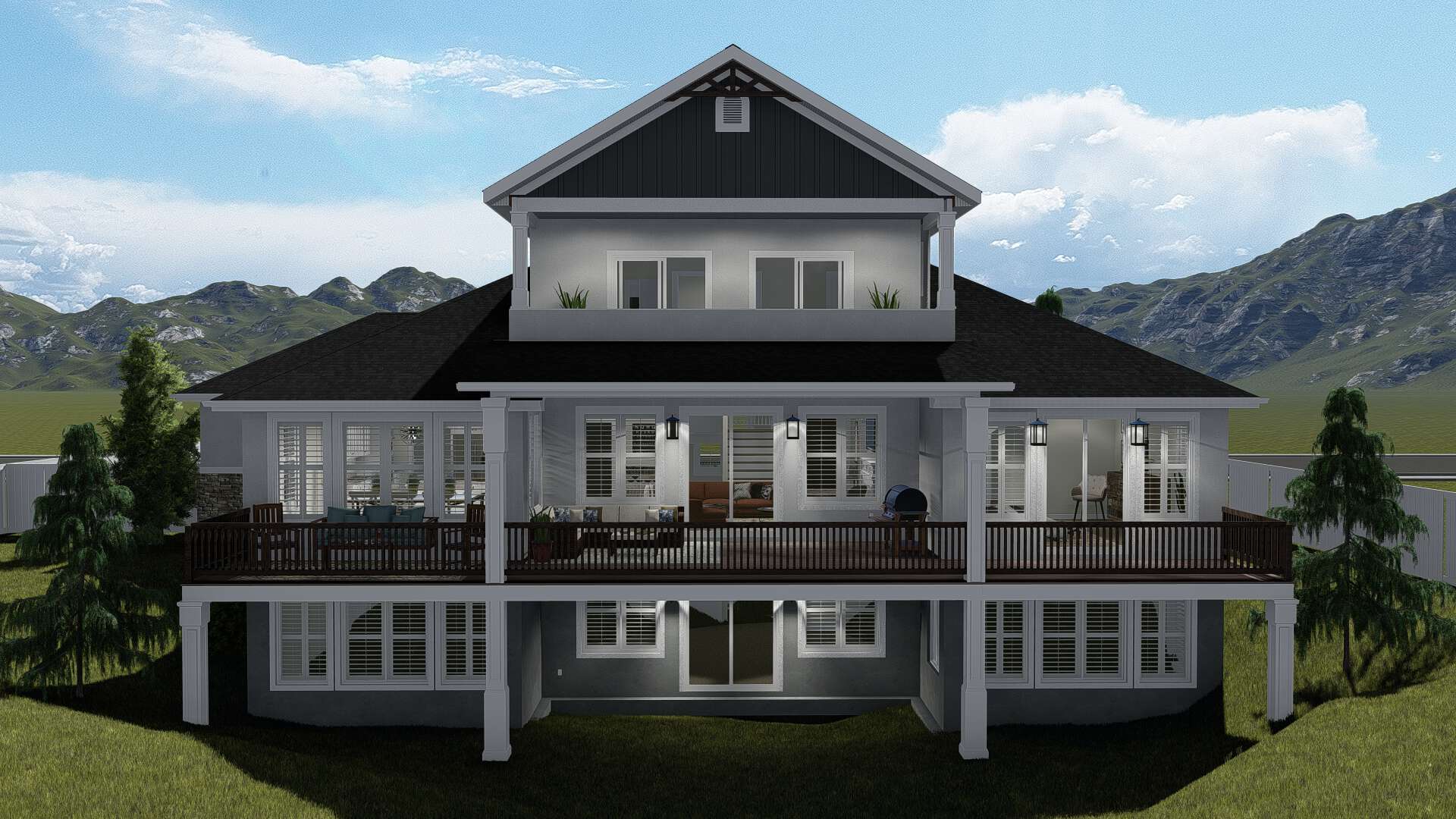 Rear View of this 3-Bedroom, 2920 Sq Ft Plan - 187-1154