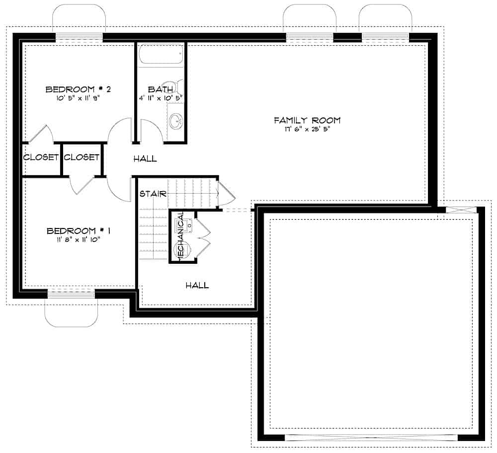 Floor Plan Basement of Contemporary Plan #187-1156