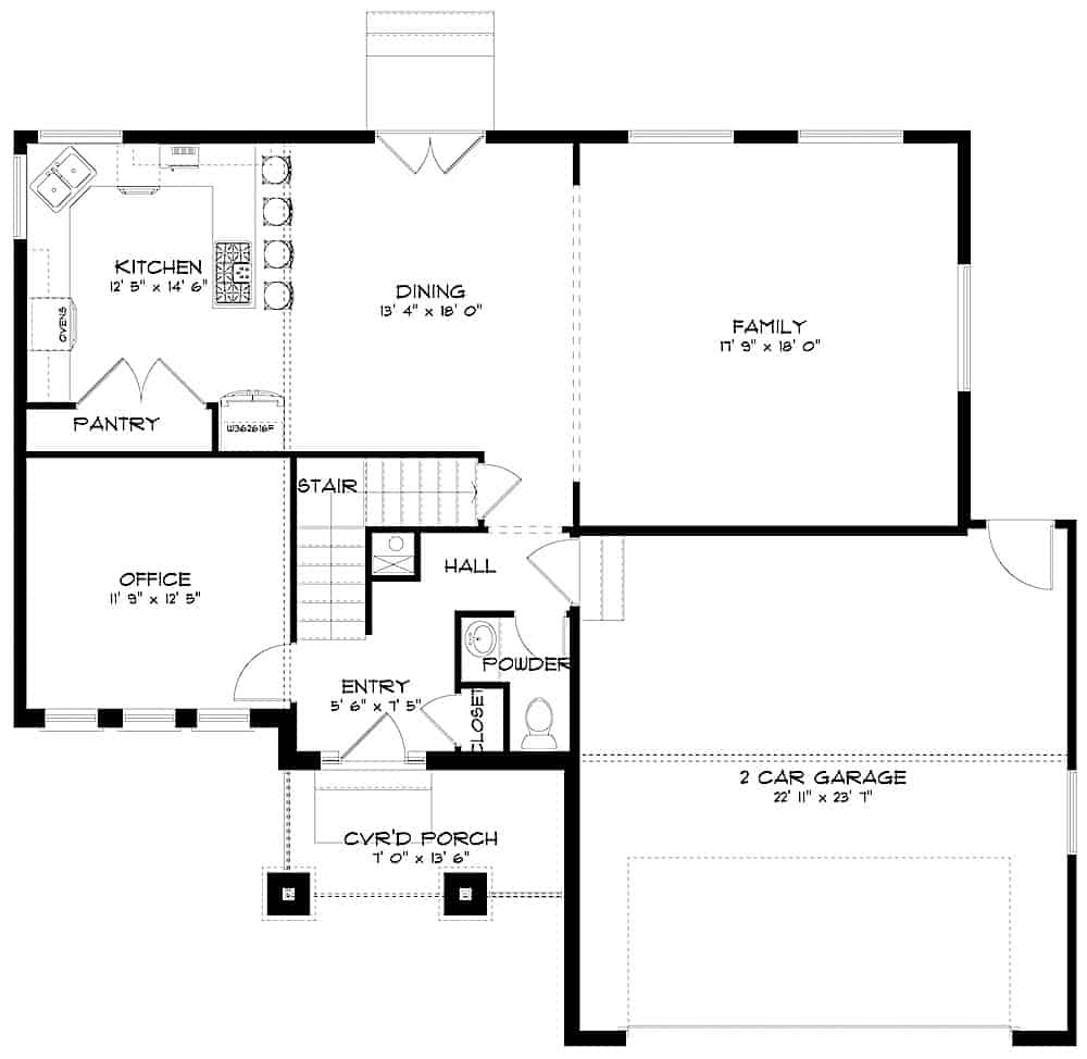 Floor Plan Main Level of Contemporary Plan #187-1156