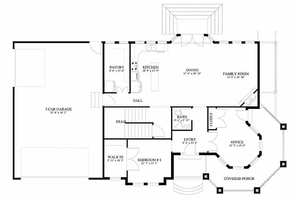 Floor Plan Main Level of Contemporary Plan #187-1157