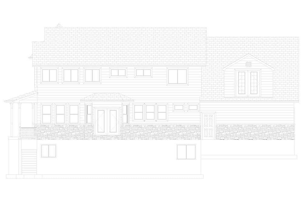 Home Plan Rear Elevation of this 4-Bedroom,3571 Sq Ft Plan -187-1157