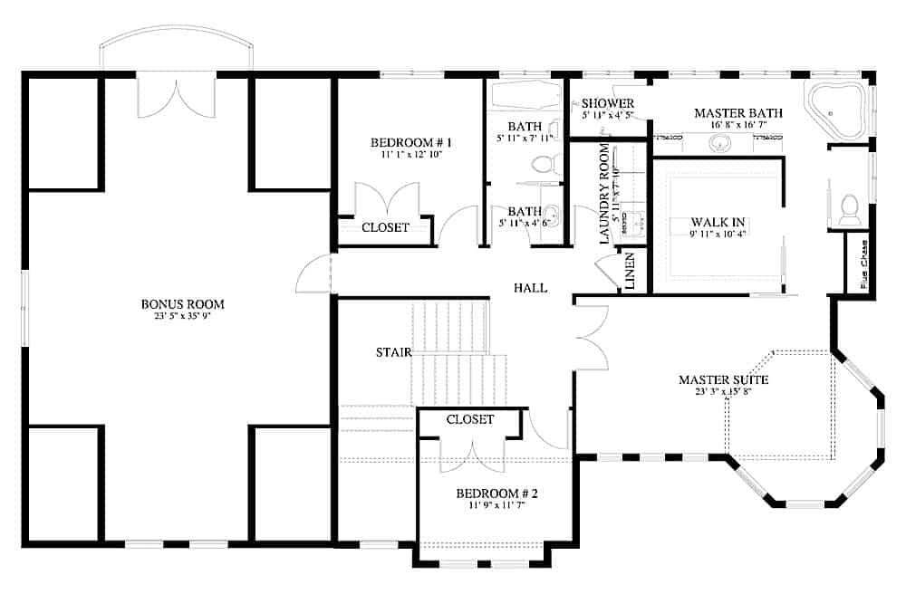 Floor Plan Upper Level of Contemporary Plan #187-1157