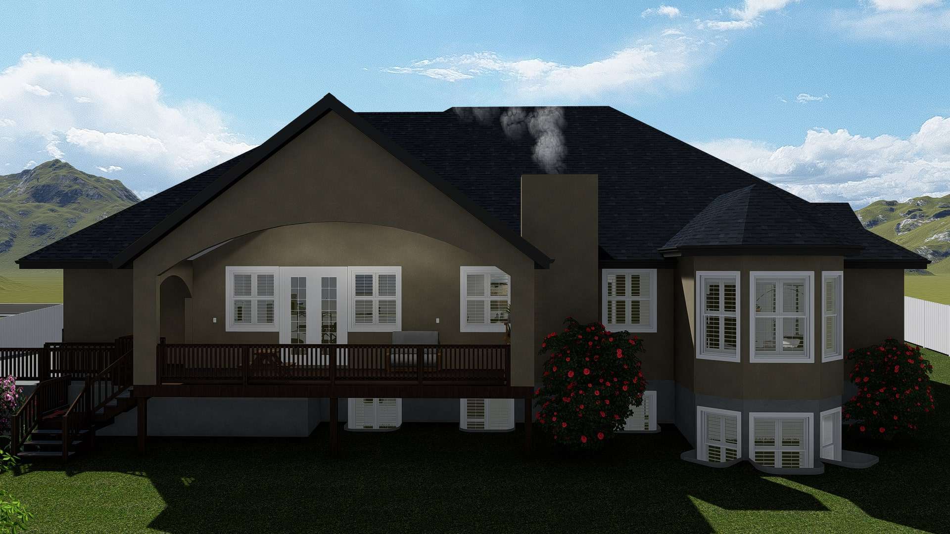 Rear View of this 1-Bedroom, 2428 Sq Ft Plan - 187-1159