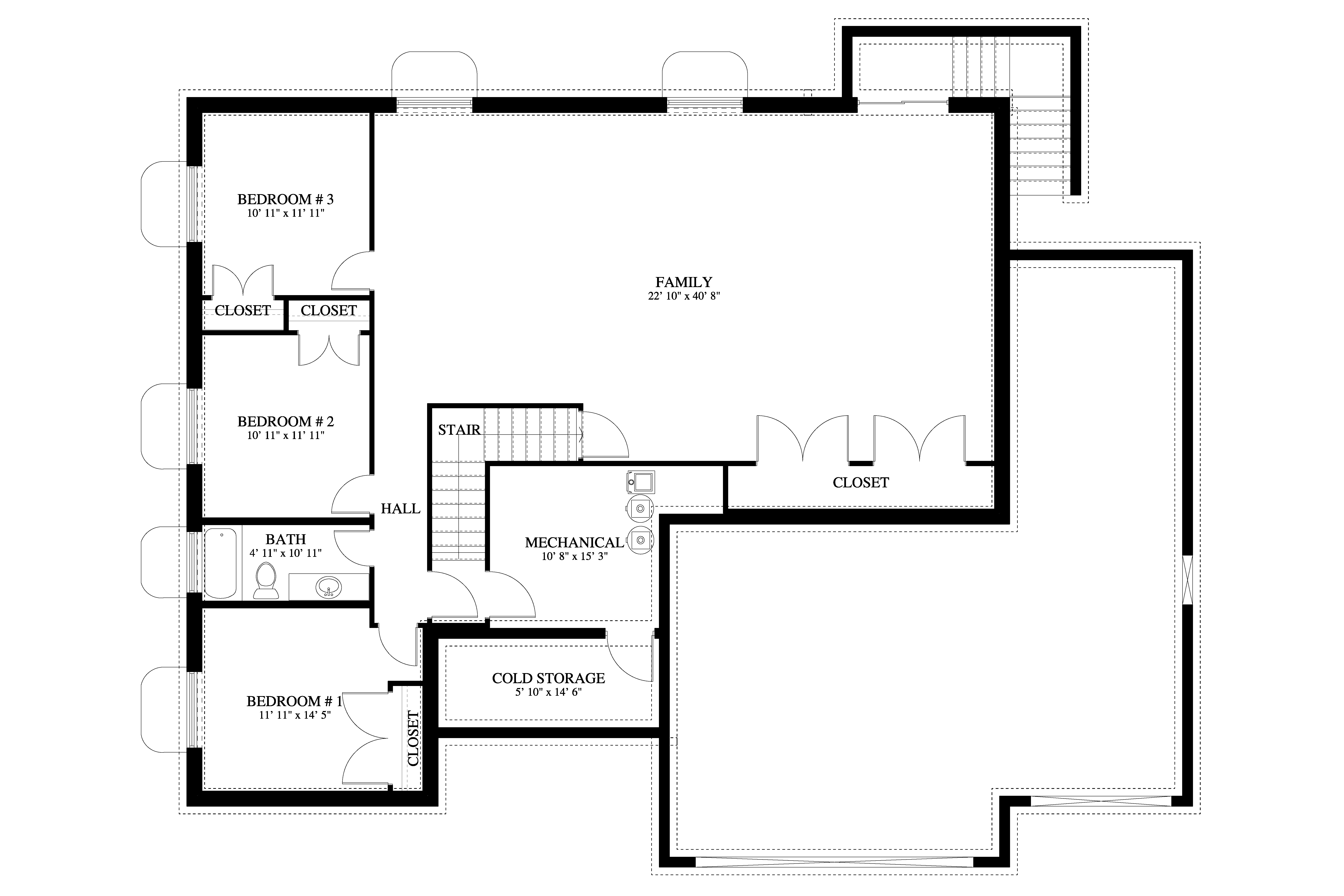 Floor Plan Basement of Craftsman Plan #187-1160