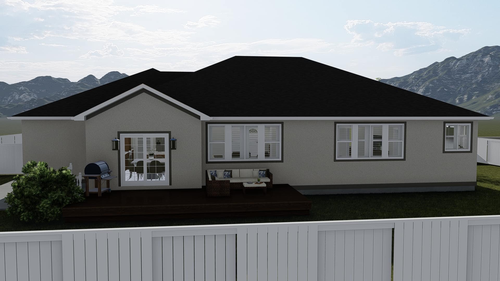 Rear View of this 3-Bedroom, 1972 Sq Ft Plan - 187-1160