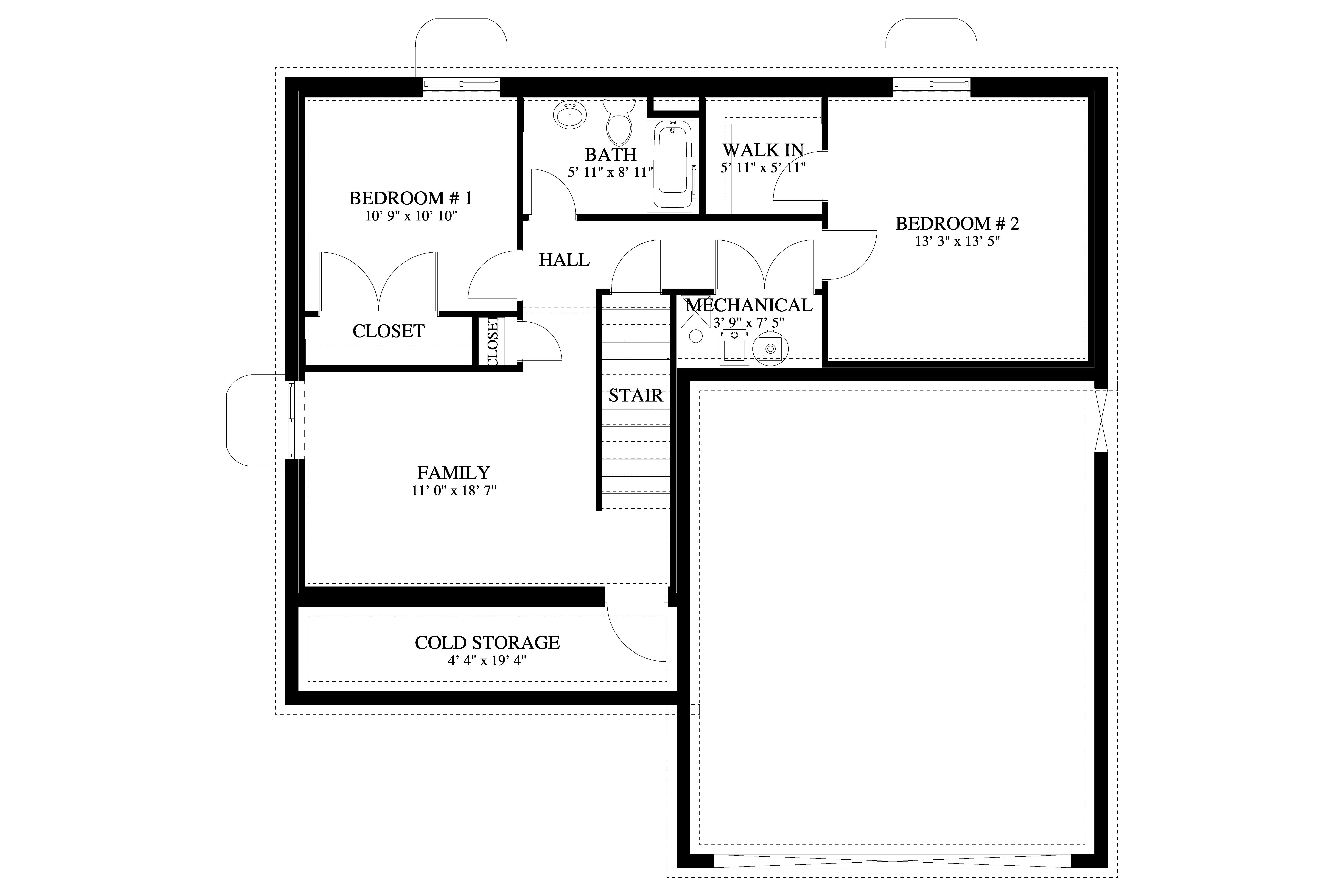 Floor Plan Basement of Contemporary Plan #187-1161