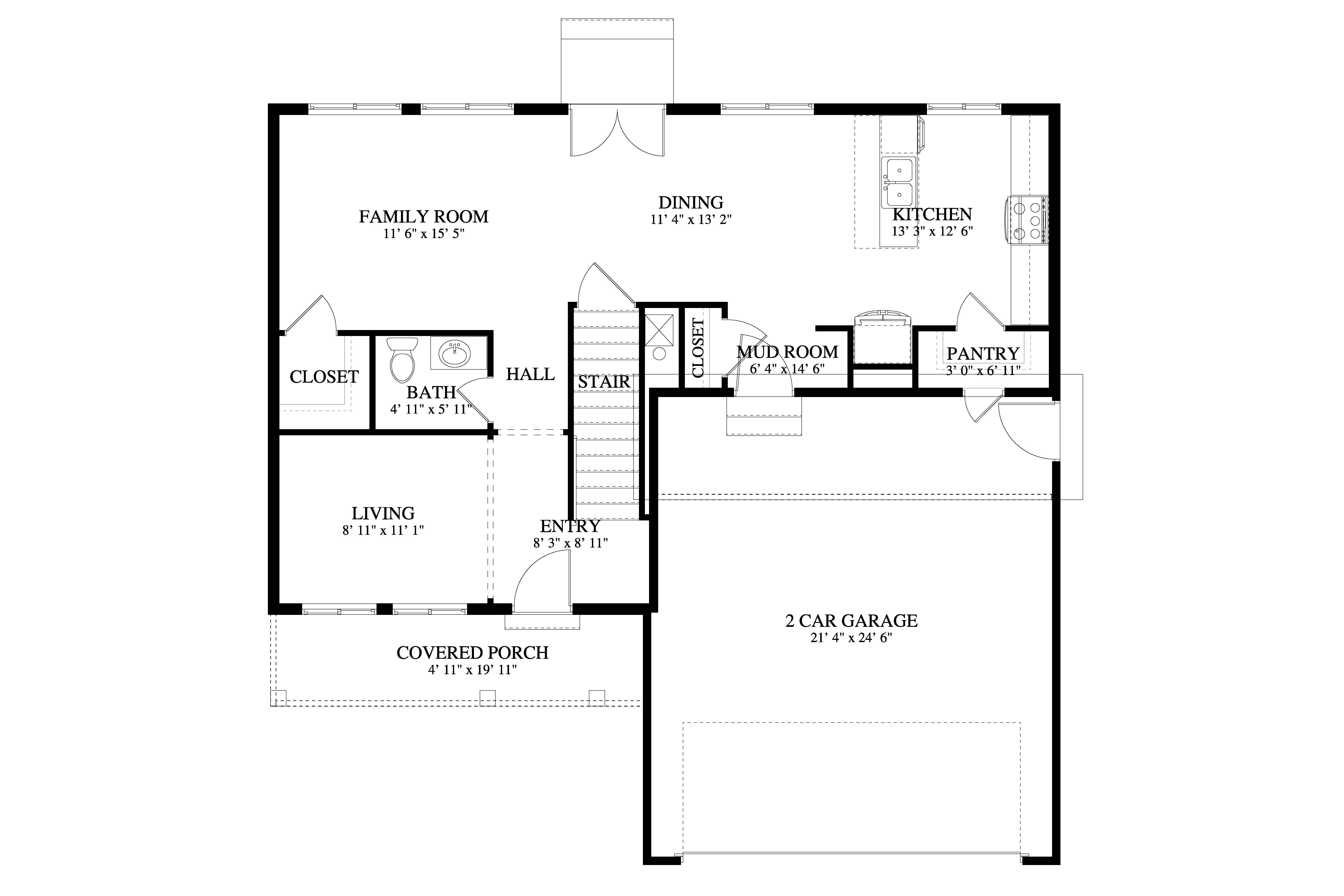 Floor Plan Main Level of Contemporary Plan #187-1161