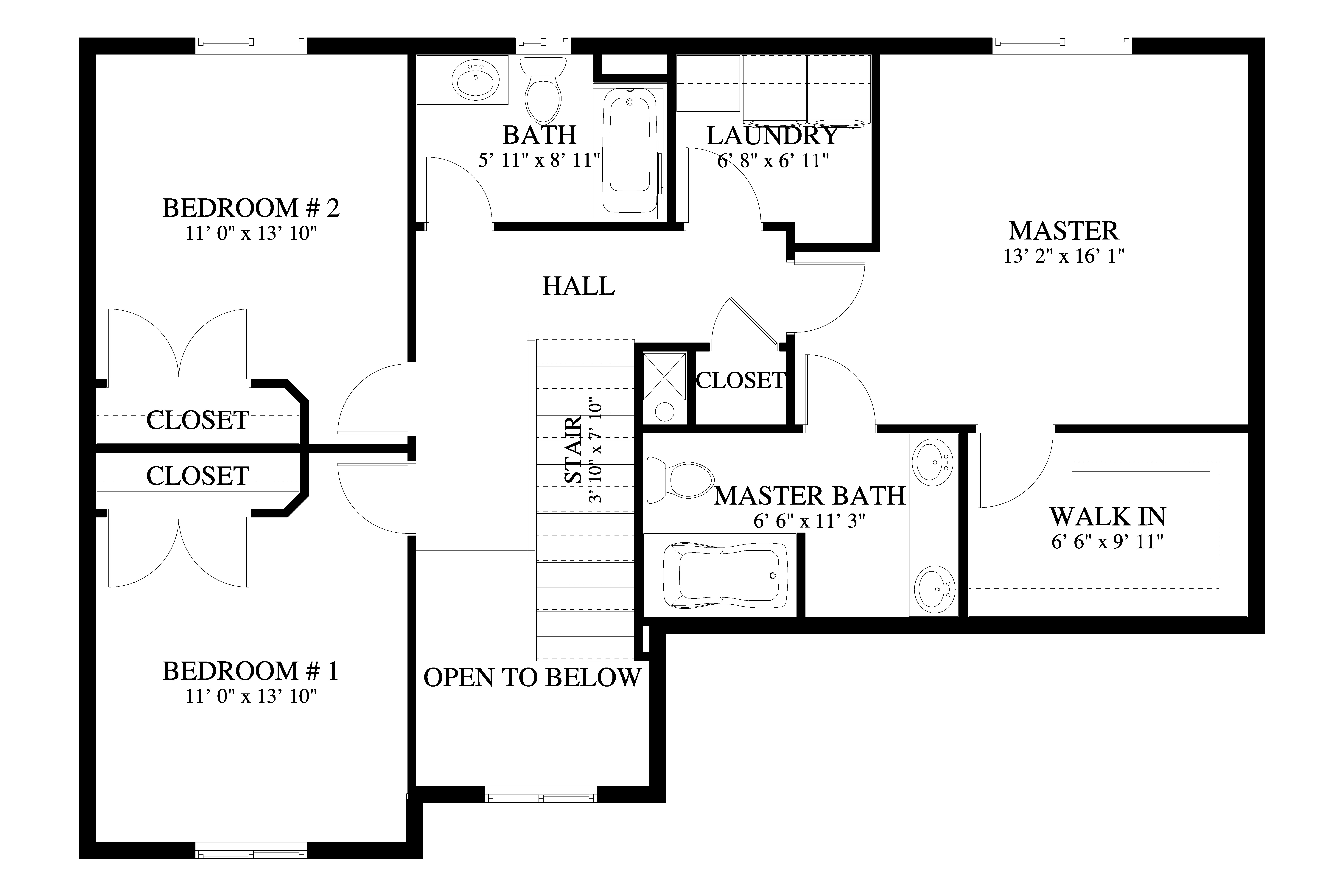 Floor Plan Upper Level of Contemporary Plan #187-1161