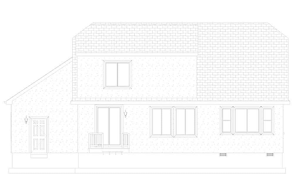 Home Plan Rear Elevation of this 4-Bedroom,2710 Sq Ft Plan -187-1162