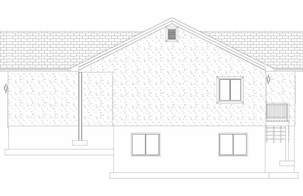 Home Plan Right Elevation of this 2-Bedroom,1069 Sq Ft Plan -187-1164