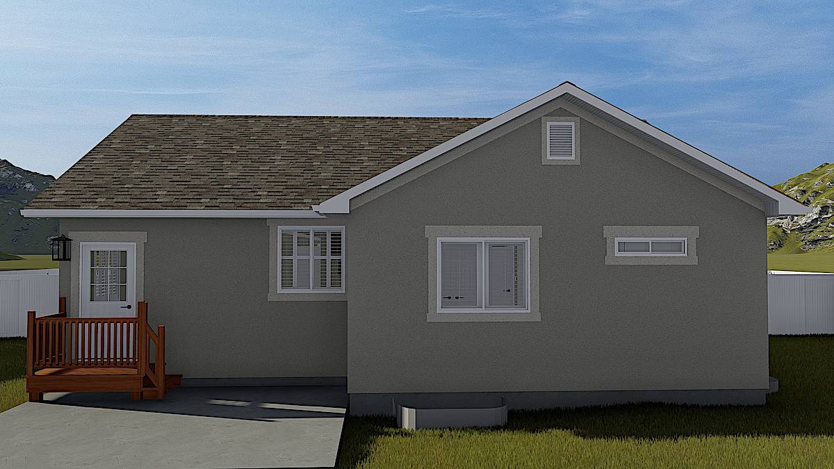 Rear View of this 2-Bedroom, 1069 Sq Ft Plan - 187-1164
