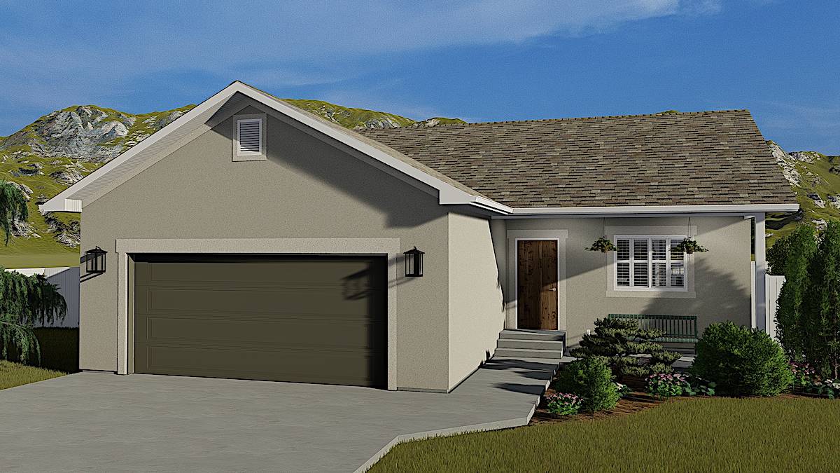 Ranch home (ThePlanCollection: Plan #187-1164)