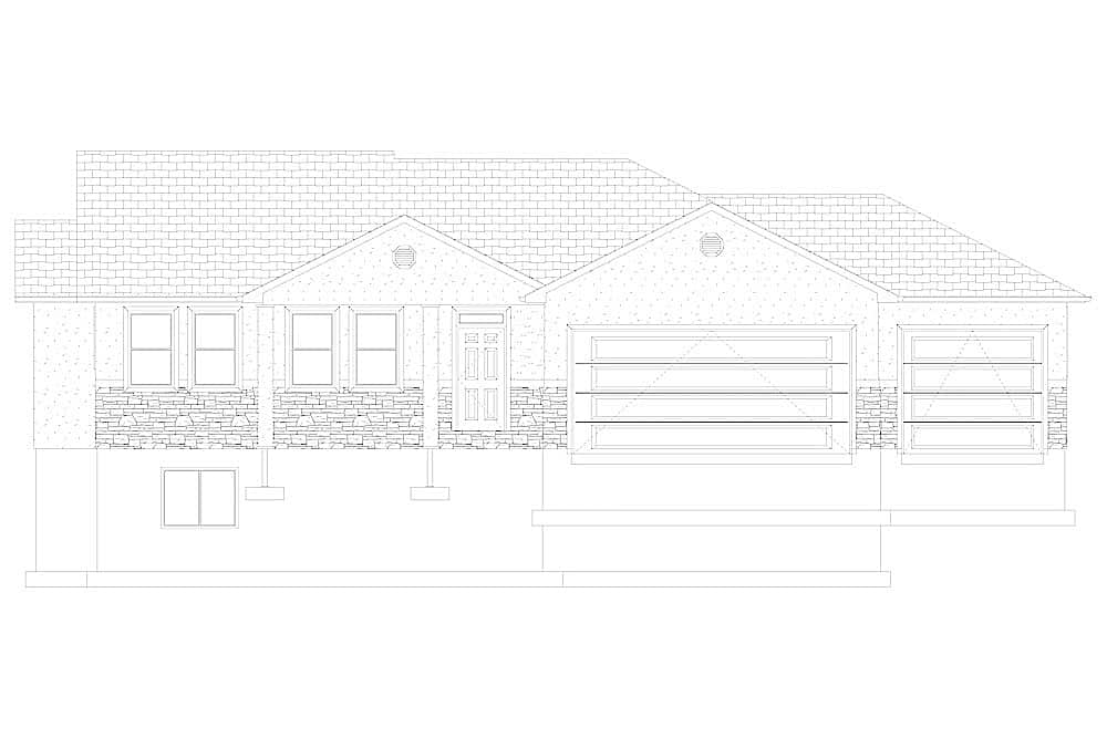 Home Plan Front Elevation of this 3-Bedroom,1644 Sq Ft Plan -187-1165