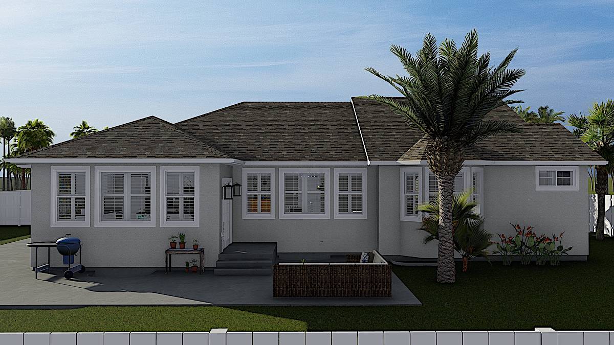 Rear View of this 3-Bedroom, 1644 Sq Ft Plan - 187-1165