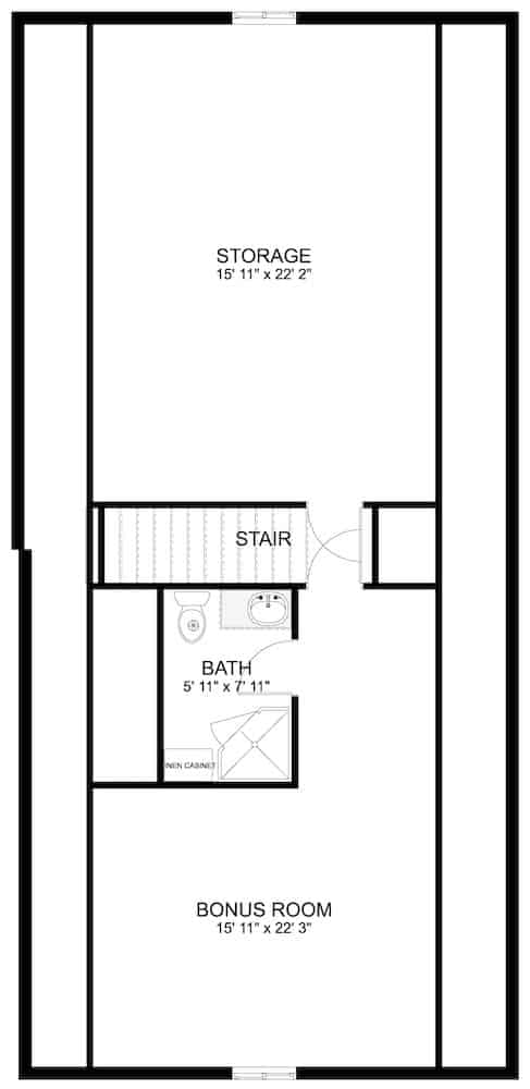 Floor Plan Bonus Room of Acadian Plan #187-1166