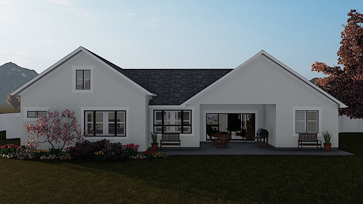 Rear View of this 3-Bedroom, 1990 Sq Ft Plan - 187-1166
