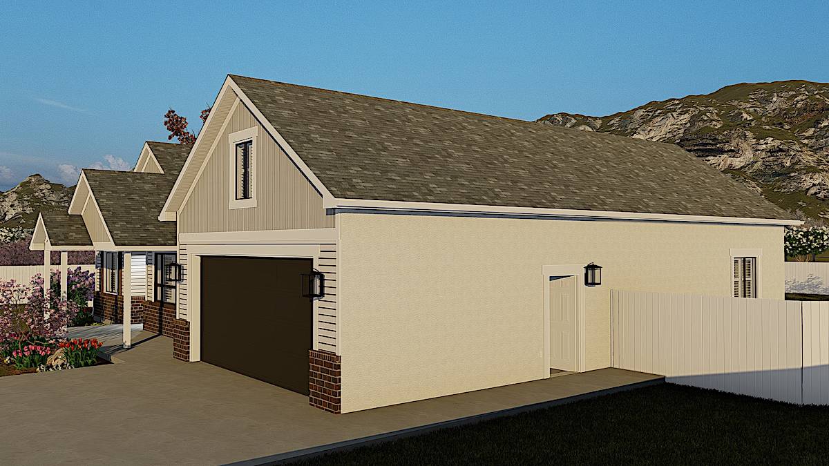 Right Side View of this 3-Bedroom, 1990 Sq Ft Plan - 187-1166