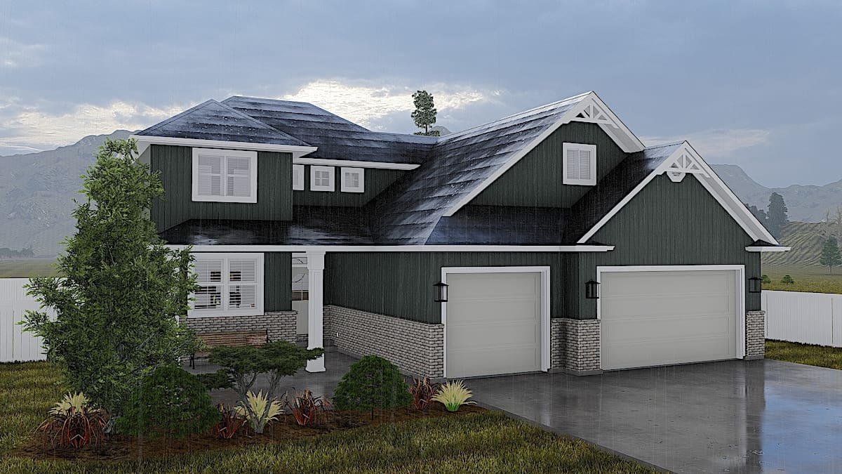 Farmhouse style house (ThePlanCollection: Plan #187-1168)