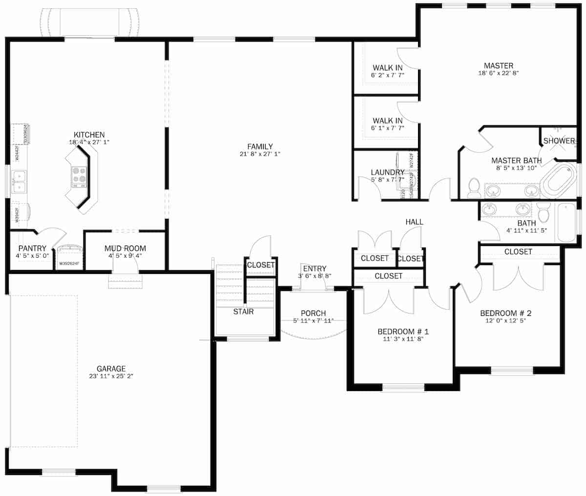 Main Level of Acadian Plan #187-1169