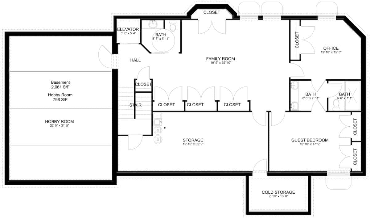 Basement of Contemporary Plan #187-1170