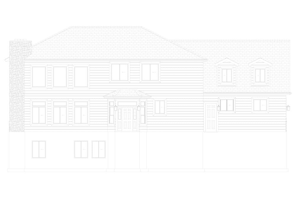 Home Plan Rear Elevation of this 1-Bedroom,3341 Sq Ft Plan -187-1170