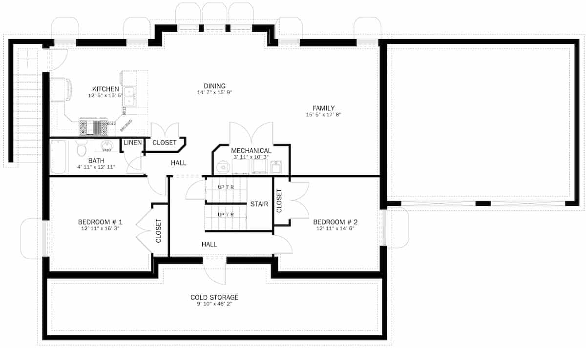 Basement of Farmhouse Plan #187-1171