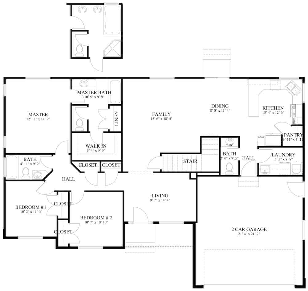 Main Level of Contemporary Plan #187-1172