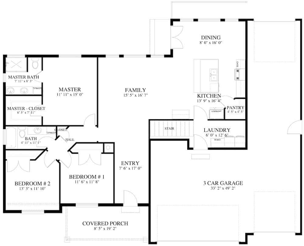 Main Level of Ranch Plan #187-1173