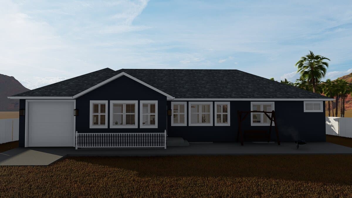 Rear View of this 3-Bedroom, 1699 Sq Ft Plan - 187-1173