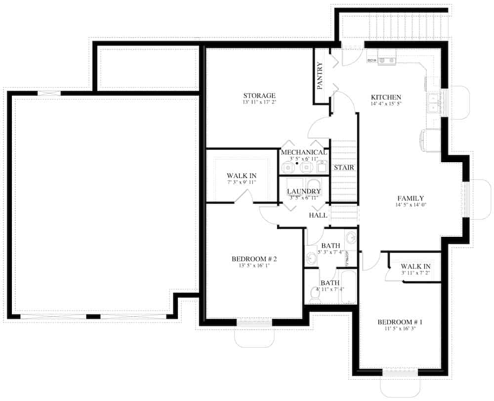 Basement of Ranch Plan #187-1174