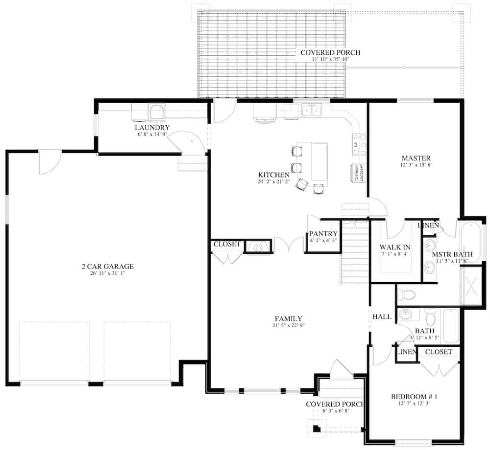 Main Level of Ranch Plan #187-1174