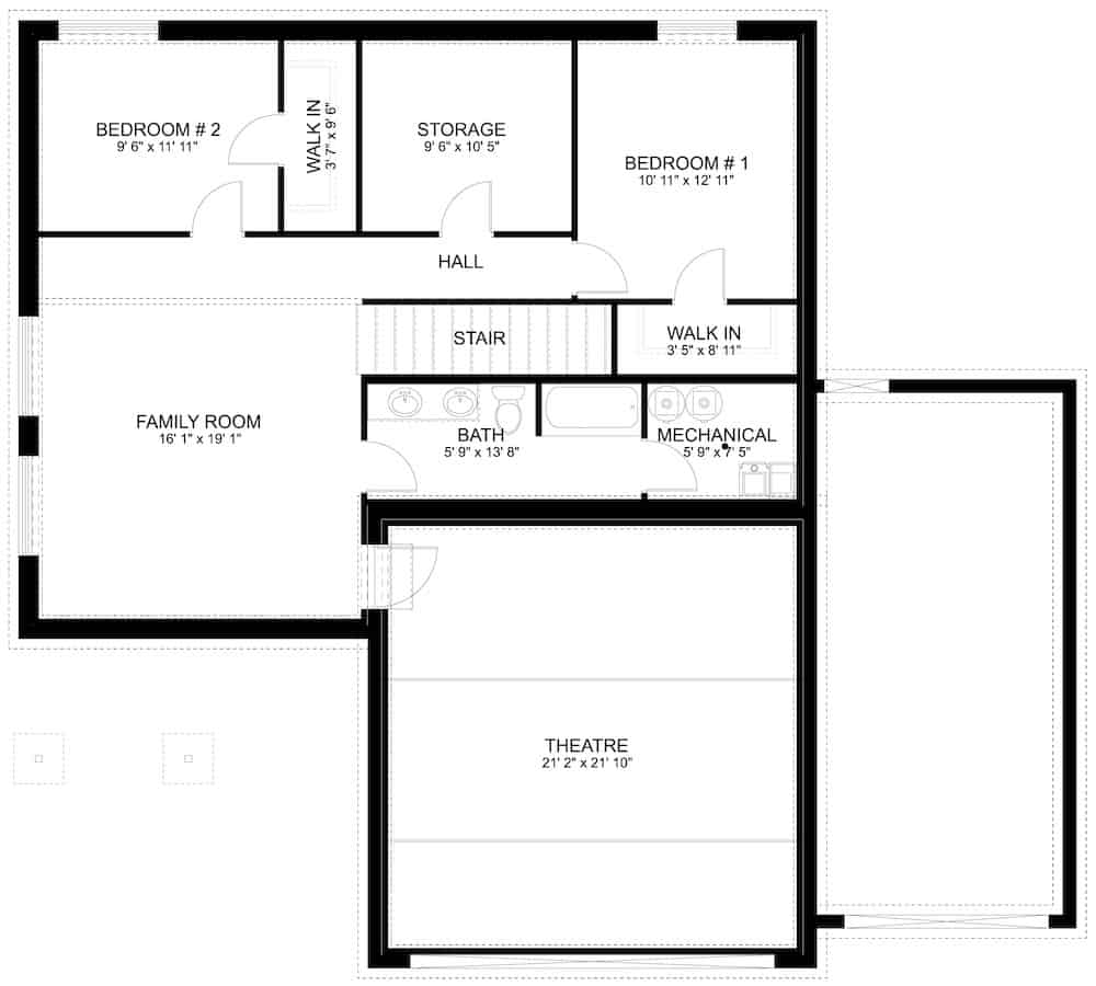 Basement of Farmhouse Plan #187-1175