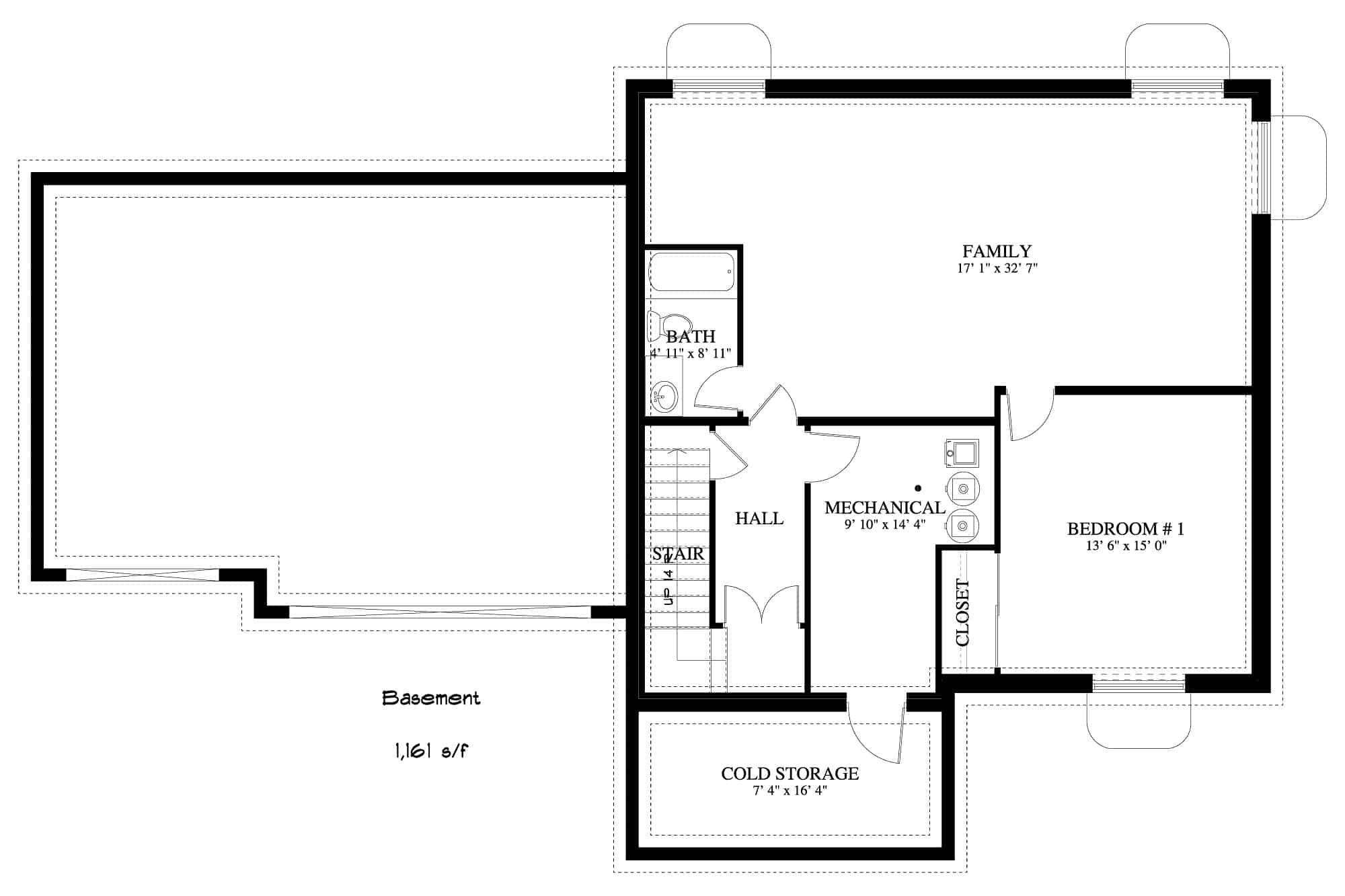 Basement of Rustic Plan #187-1177