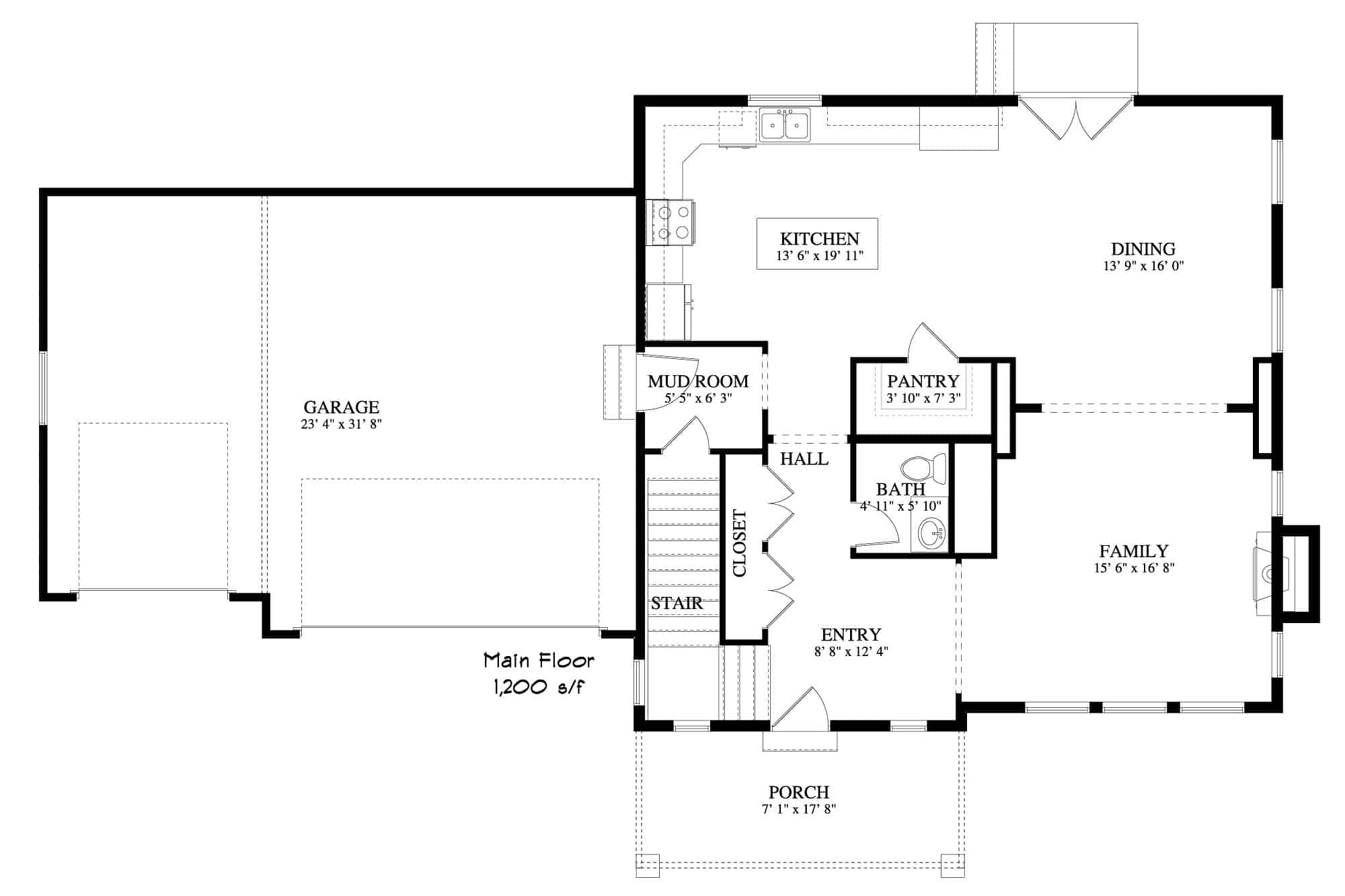 Main Level of Rustic Plan #187-1177