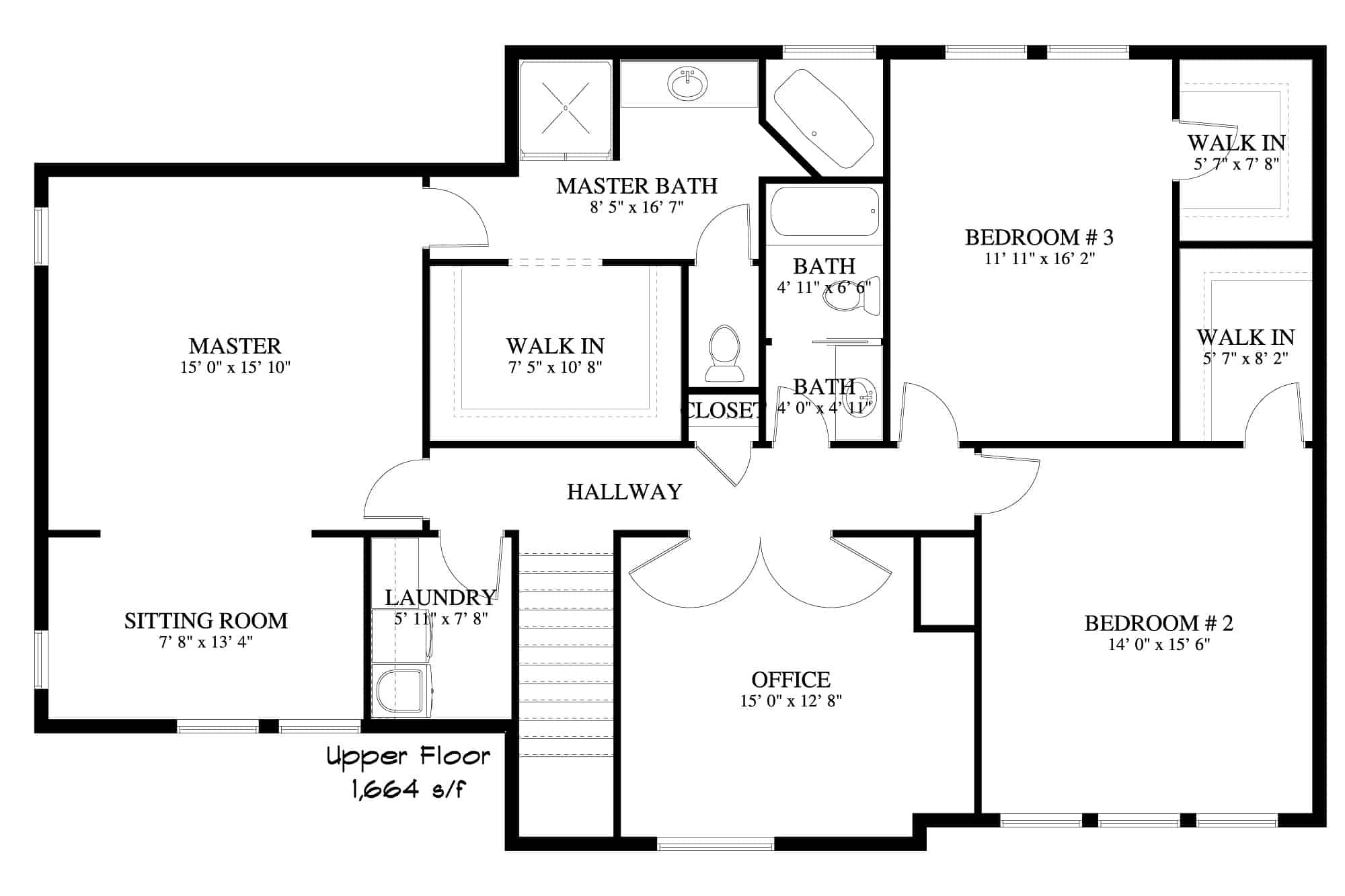 Upper Level of Rustic Plan #187-1177