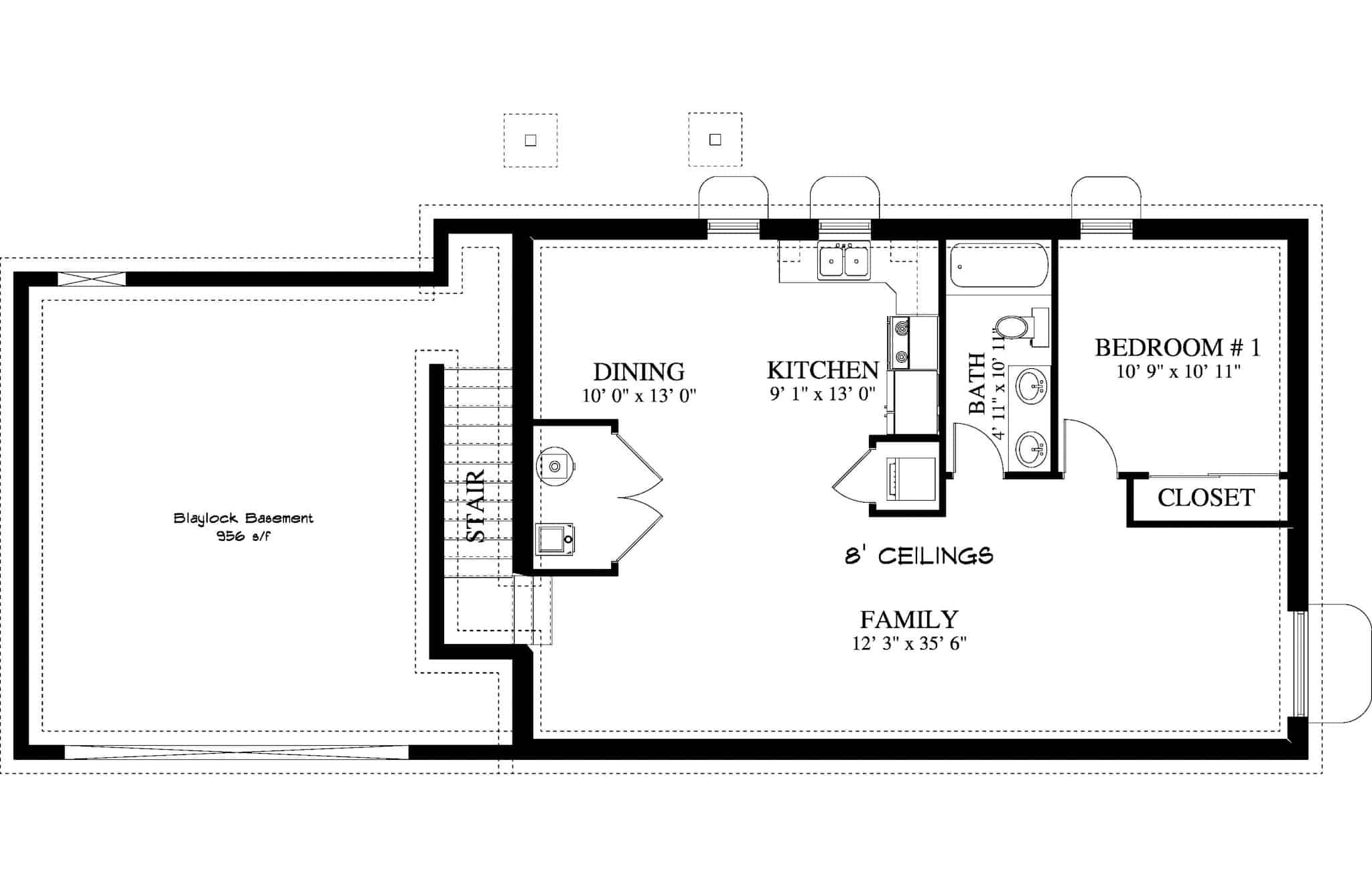 Basement of Ranch Plan #187-1178