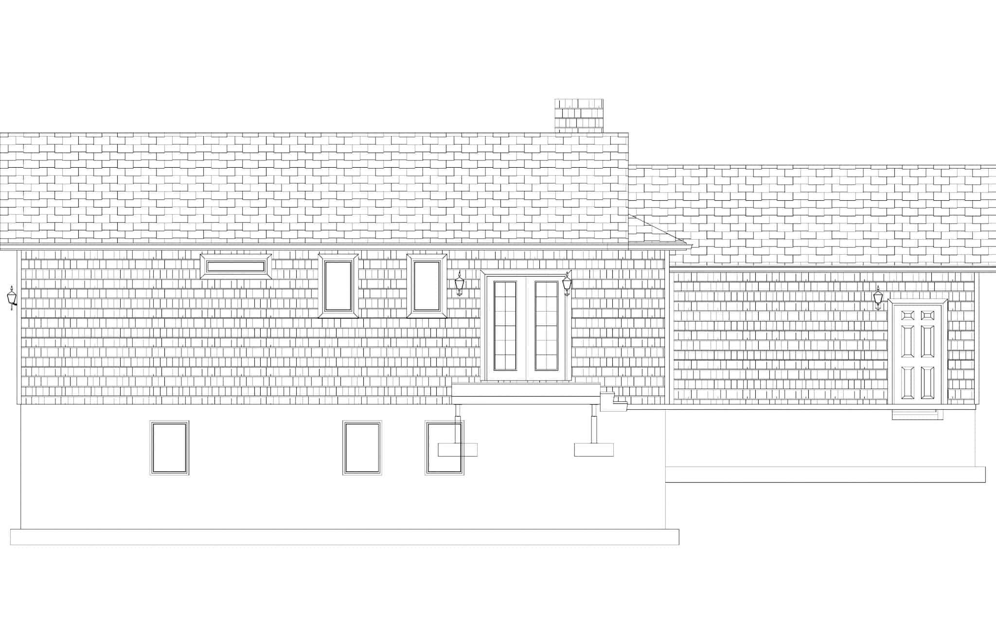 Home Plan Rear Elevation of this 3-Bedroom,943 Sq Ft Plan -187-1178