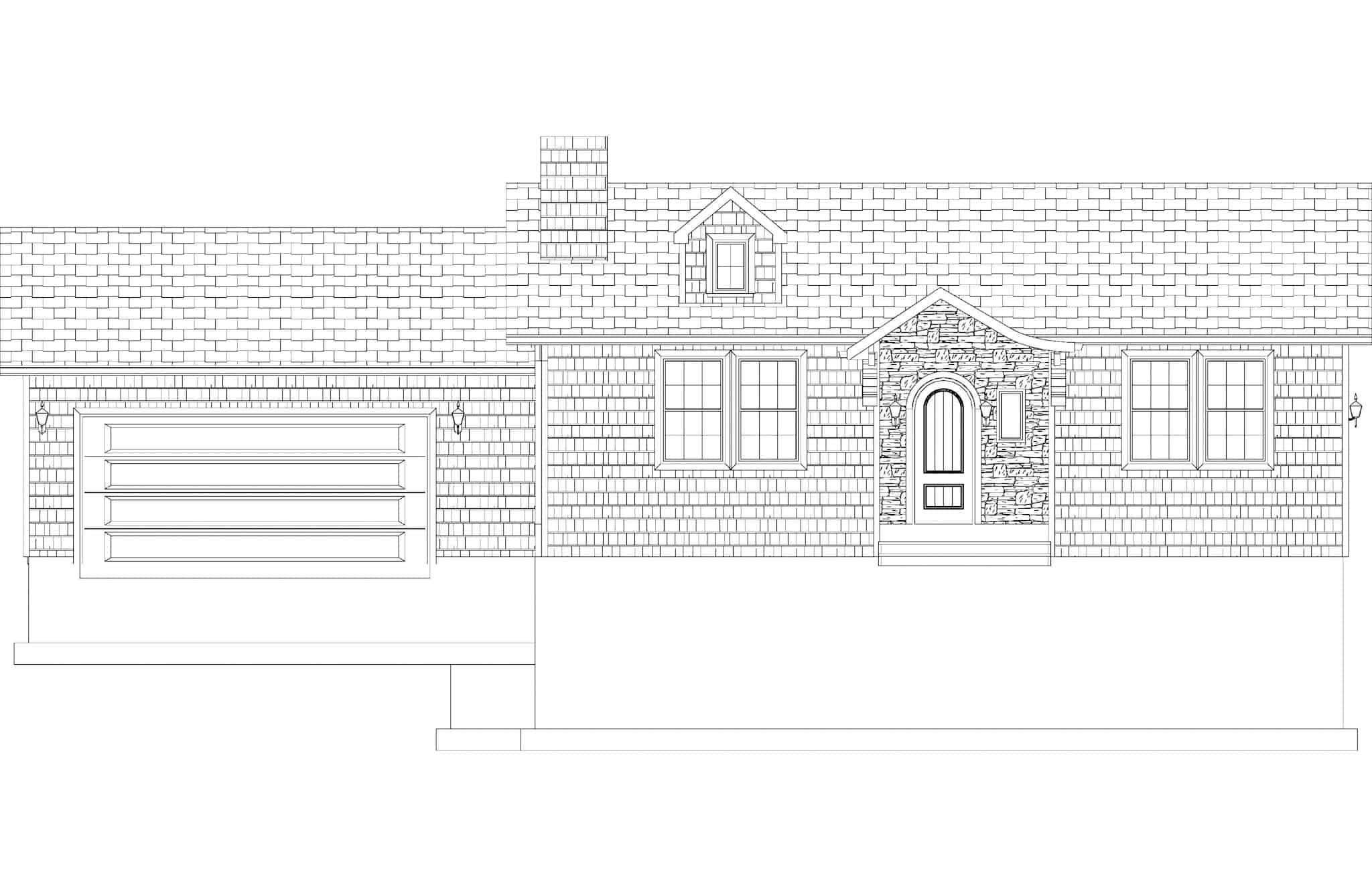 Home Plan Front Elevation of this 3-Bedroom,943 Sq Ft Plan -187-1178
