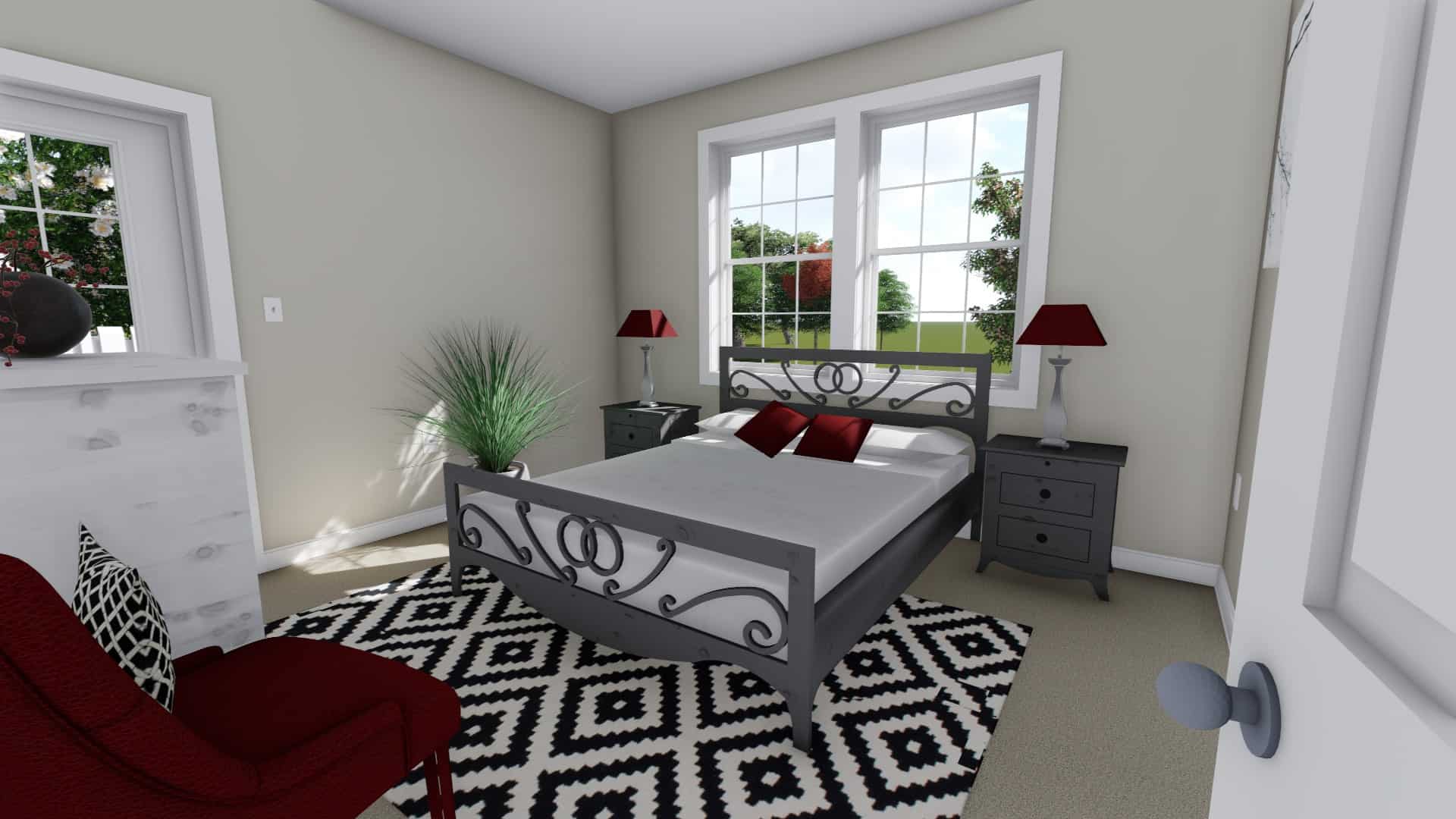 Master Bedroom of this 3-Bedroom,943 Sq Ft Plan -187-1178