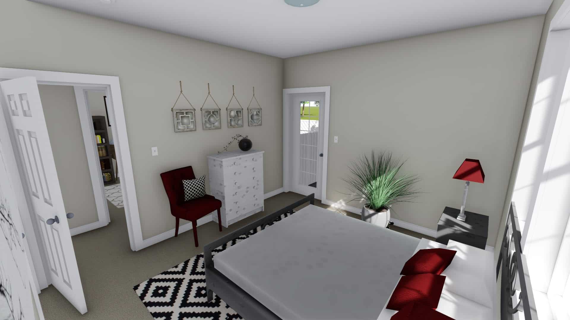 Master Bedroom of this 3-Bedroom,943 Sq Ft Plan -187-1178