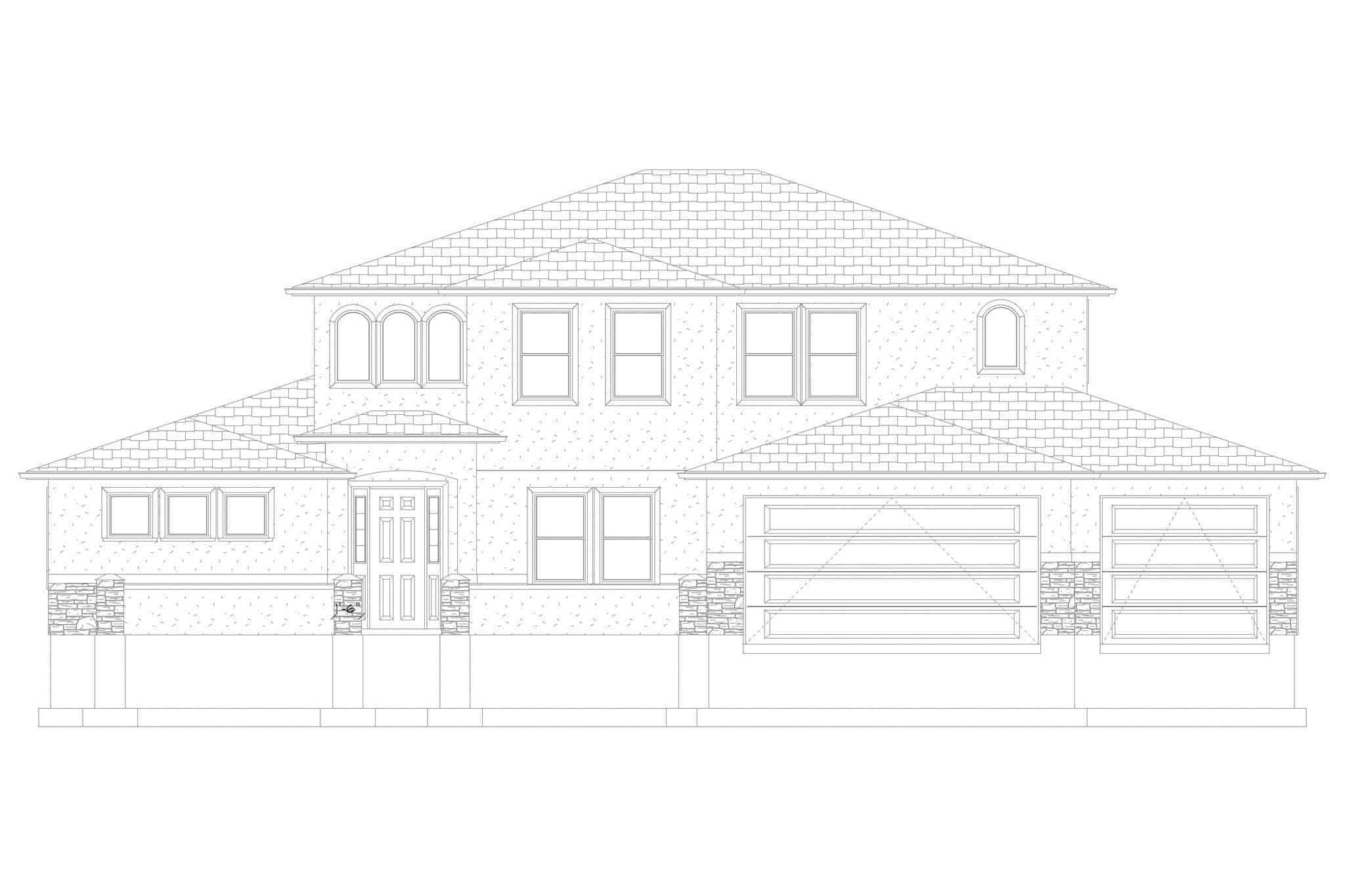 Home Plan Front Elevation of this 5-Bedroom,3859 Sq Ft Plan -187-1179