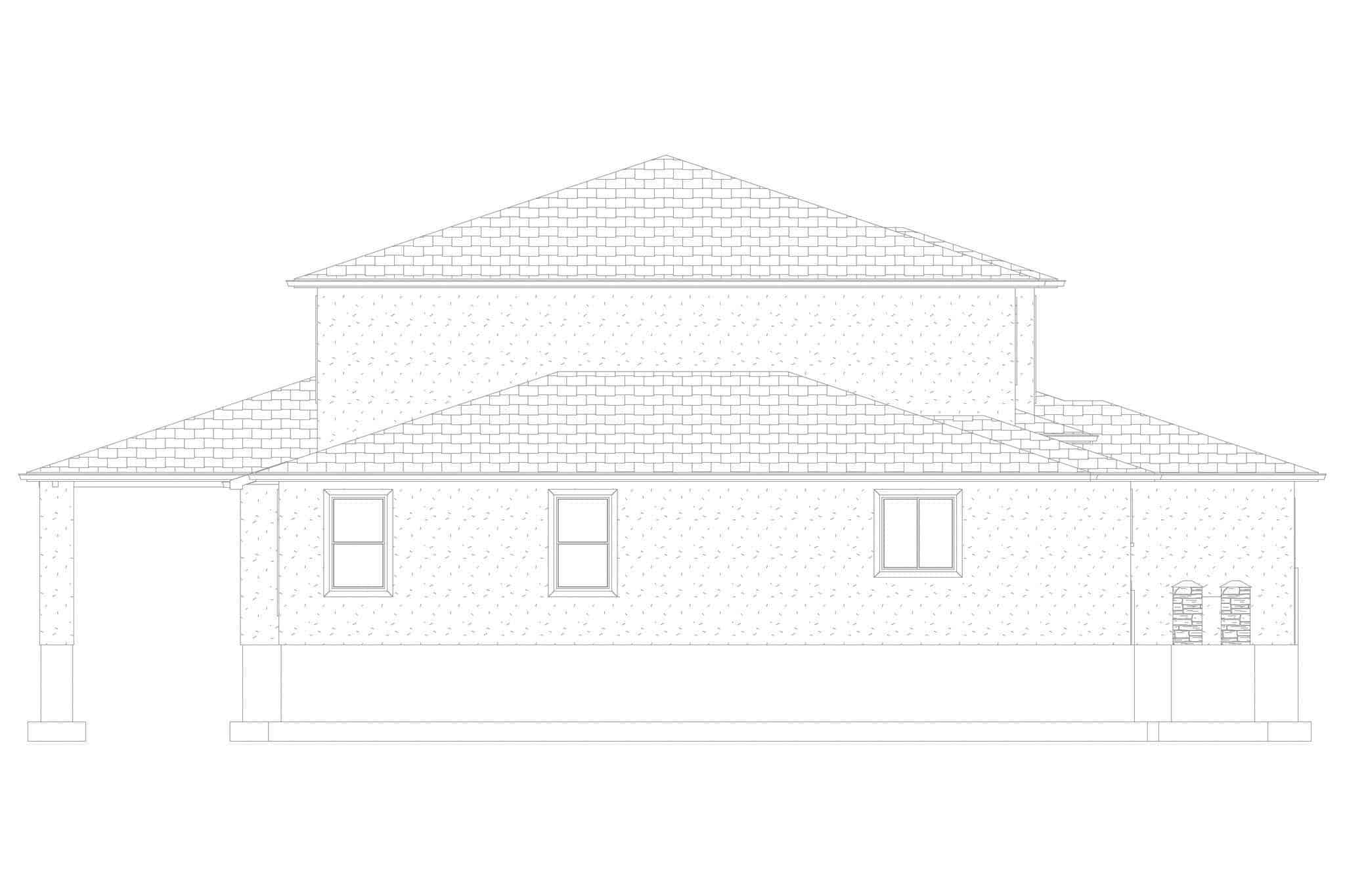 Home Plan Left Elevation of this 5-Bedroom,3859 Sq Ft Plan -187-1179
