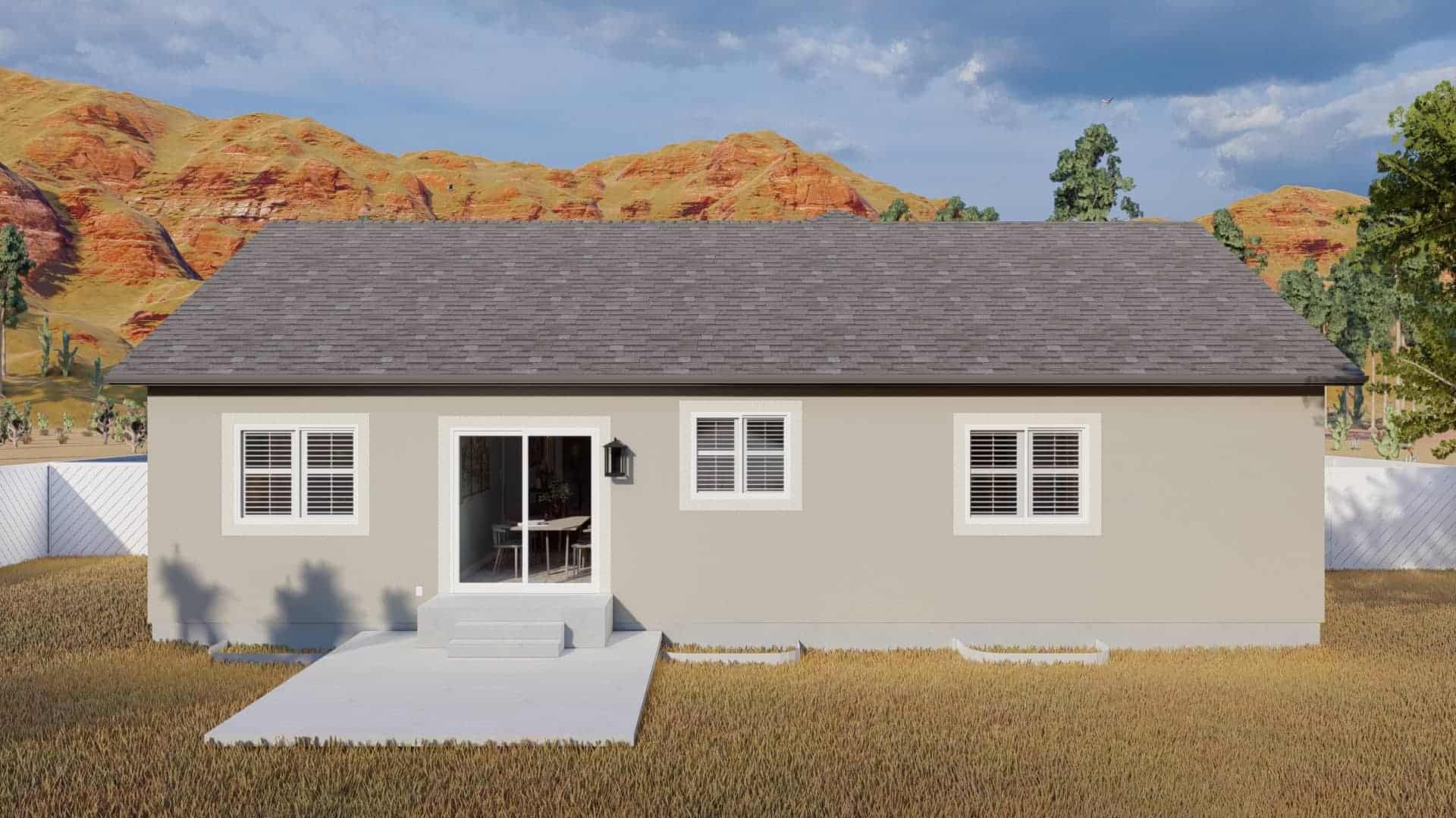 Rear View of this 5-Bedroom,1280 Sq Ft Plan -187-1182