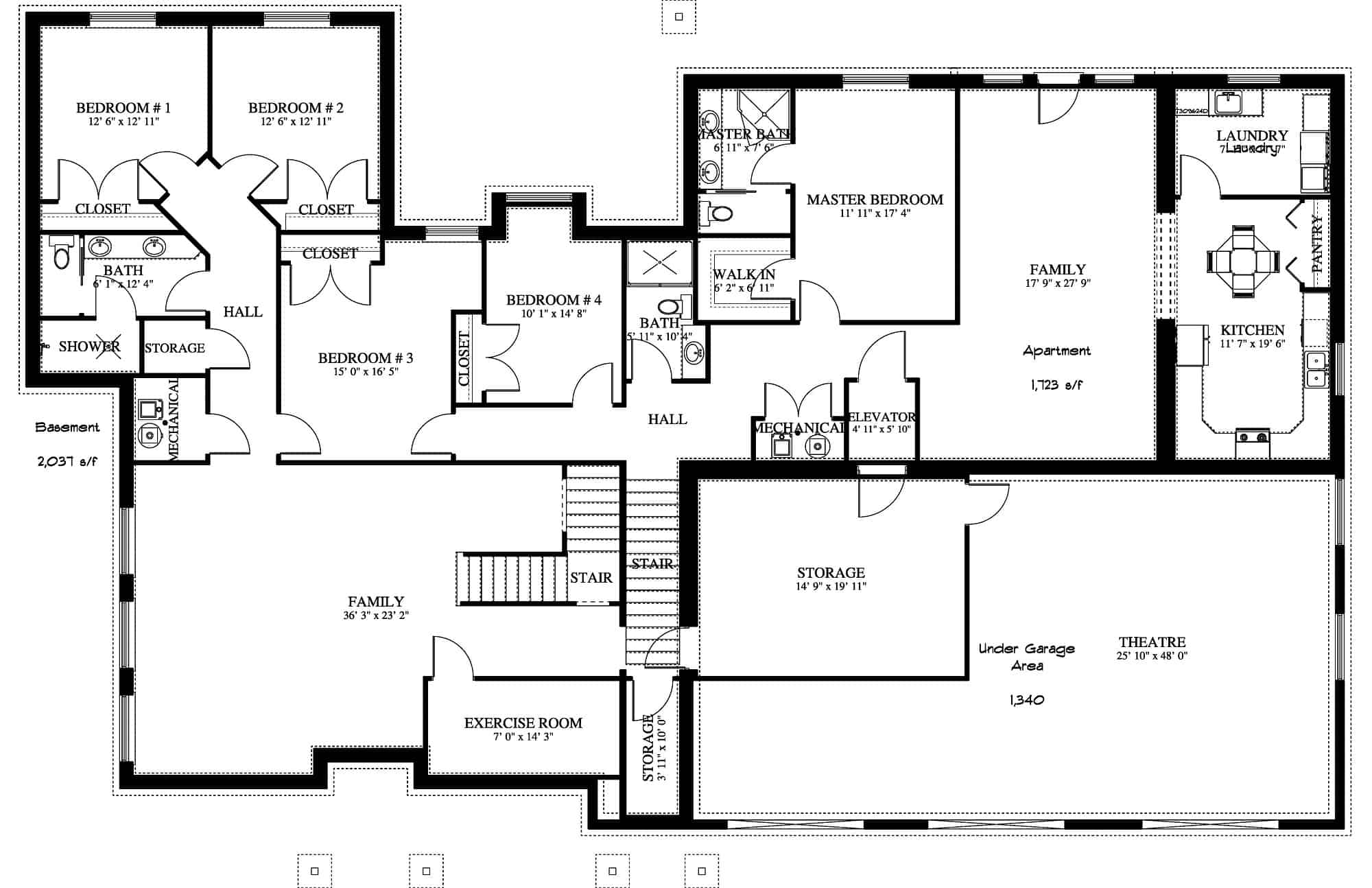 Basement of Rustic Plan #187-1184