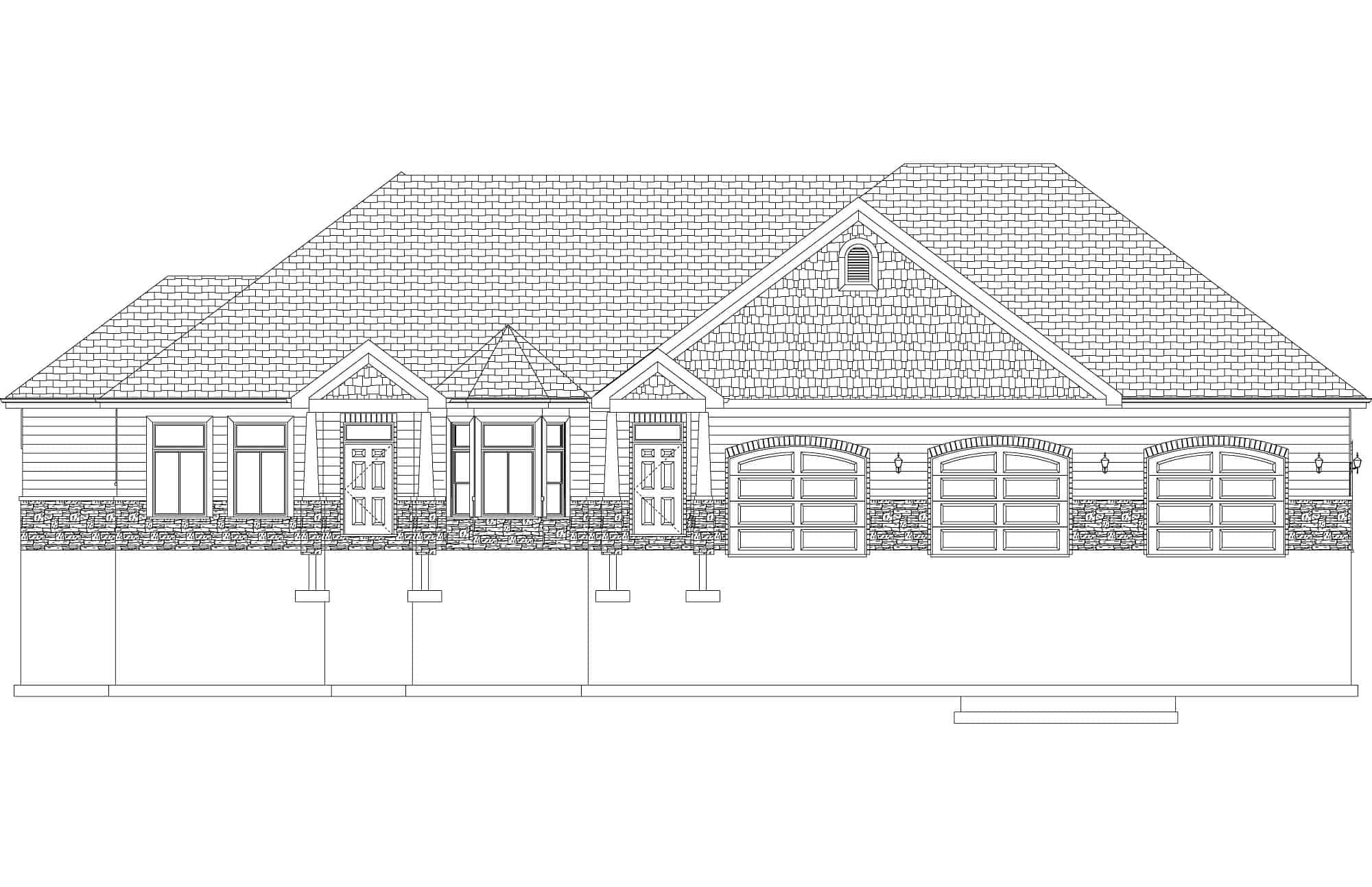 Home Plan Front Elevation of this 7-Bedroom,4744 Sq Ft Plan -187-1184