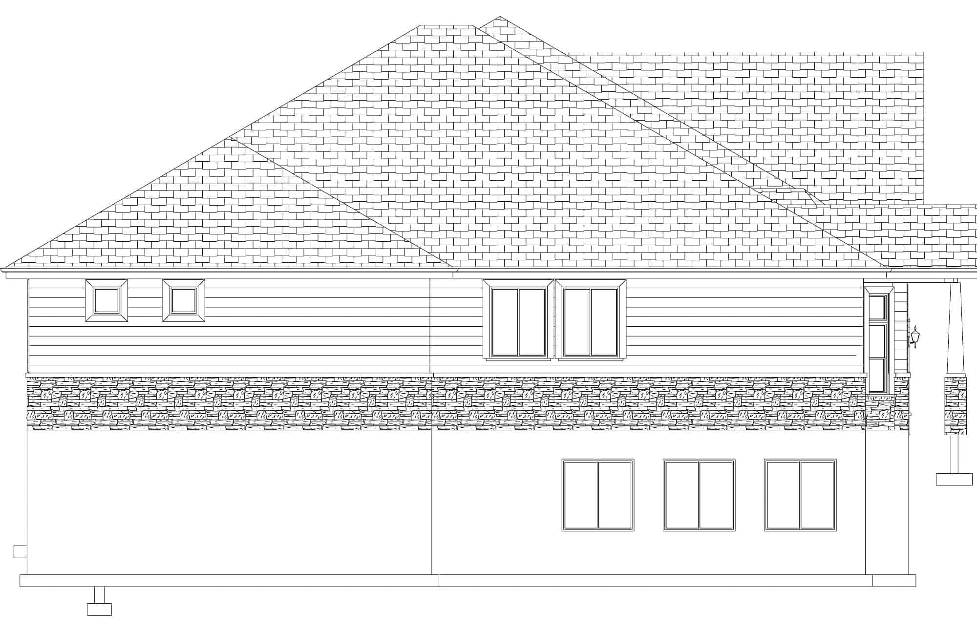 Home Plan Left Elevation of this 7-Bedroom,4744 Sq Ft Plan -187-1184