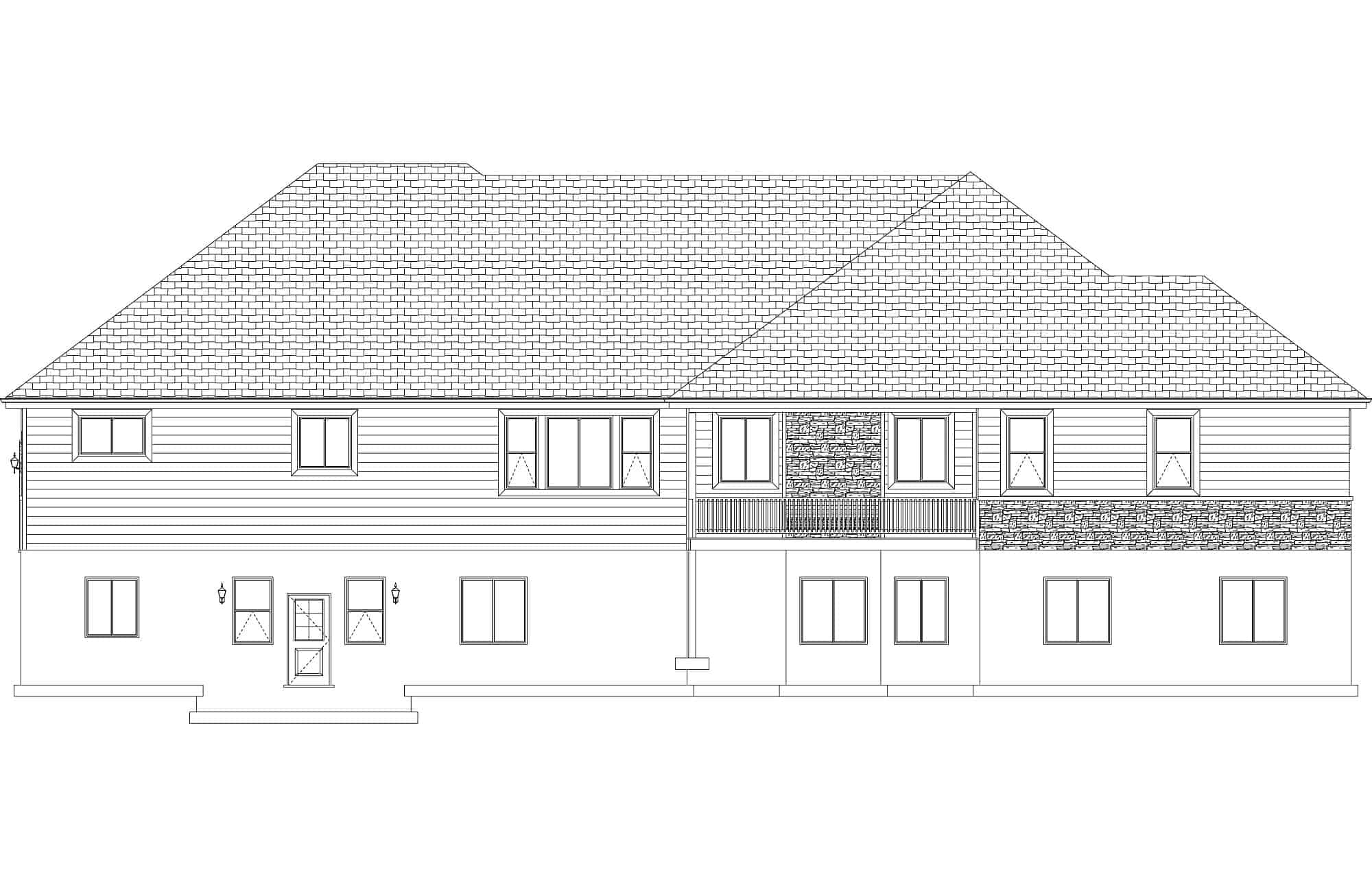 Home Plan Rear Elevation of this 7-Bedroom,4744 Sq Ft Plan -187-1184